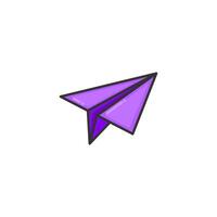 Illustration of a Purple Paper Airplane with a Simple White Background vector