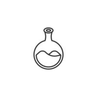 Outline Science Flask Illustration with Liquid on White Background vector