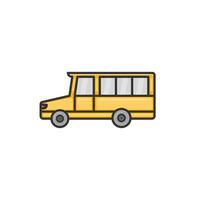 Side View of Yellow School Bus Icon on White Background vector