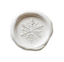 Christmas themed white wax stamp seal with a snowflake symbol, isolated on transparent background png