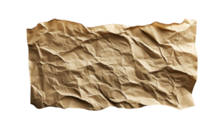 Crumpled old vintage paper sheet with burned edges isolated on transparent background, providing texture for designs png