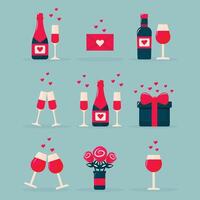 valentines day icons set flat illustration vector