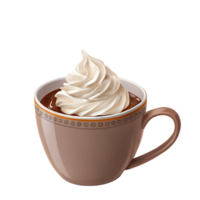 cup of hot chocolate with whipped cream high-quality transparent image, ideal for menus, food concepts, png