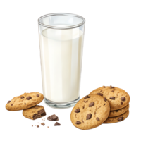 glass of milk with cookies high-quality transparent image, ideal for menus, food concepts, png