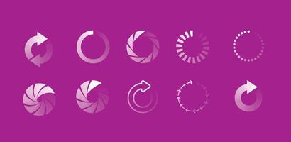 Circle diagram infographic set, spinning arrows, repeat circle combinations and reload icon vector