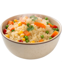 bowl of couscous with vegetables high-quality transparent image, ideal for menus, food concepts, png