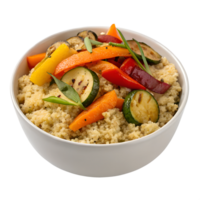 bowl of quinoa with roasted vegetables high-quality transparent image, ideal for menus, food concepts, png