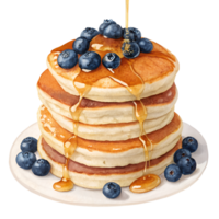 stack of blueberry pancakes with syrup high-quality transparent image, ideal for menus, food concepts, png