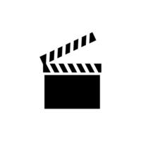 A black and white clapper board icon on a white background vector