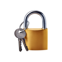 Realistic lock with keys on transparent background png