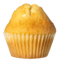 Golden muffin wrapped in pleated paper cup isolated on transparent background png