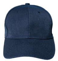 Front view of Blue black baseball cap isolated on transparent background. Template Mock up png