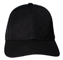 Front view of Blank black baseball cap isolated on transparent background. Template Mock up png