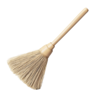 A traditional broom with a wooden handle and natural bristles, designed for sweeping and cleaning surfaces. png