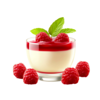 Fresh raspberry panna cotta presentation png