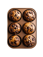 Muffins in a handleless rubber tray png