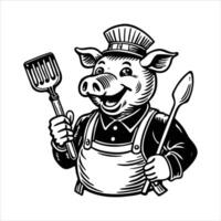 Pig Chef Hat vector
