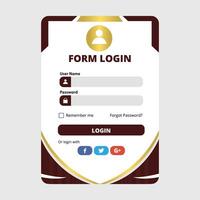 flat login form template with elegant and modern frame vector