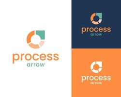 Circular Progress Circle Process Pie Chart Growth Arrow Up Icon Logo Design Illustration vector