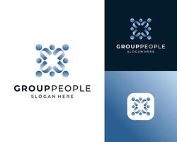 Community People Group Together Solidarity Organization Logo Design Illustration vector