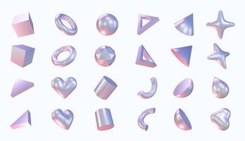 white abstrac geometric glossy shapes in two different angle view vector