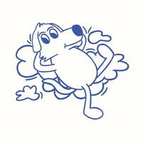 hand drawn dog sleeping in the clouds retro cartoon character illustration vector