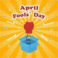 April Fools' Day square festive banner. Boxing glove on spring. Prank concept. illustration vector