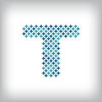 Modern star letter T logo. All numbers are in line strip form. vector