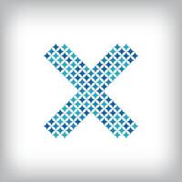 Modern star letter X logo. All numbers are in line strip form. vector