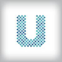 Modern star letter U logo. All numbers are in line strip form. vector