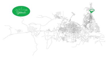 Djibouti,Djibouti,Streets Roads Map with location pin, illustration element image vector