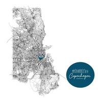 Copenhagen, Denmark,Streets Roads Map with location pin, illustration element image vector