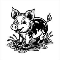 Pig in a Mud Puddle vector