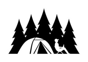 Alone camping graphics in the forest vector