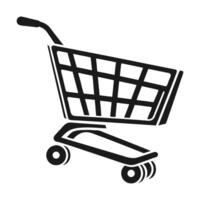 White Shopping Cart Icon On Black Background vector
