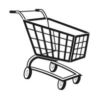 line art illustration of a shopping cart. vector
