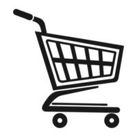 This clean line drawing showcases a simple, empty shopping cart. vector