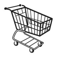 black and white vecto graphic of a shopping cart. vector