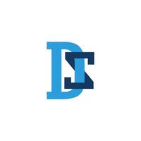 letter ds linked overlapping blue simple logo vector