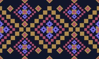 pattern geometric designs with light blue ,yellow and pink on dark blue background , design for fabric or various pattern printing works. vector
