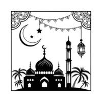 Mosque at Night, Islamic Design vector