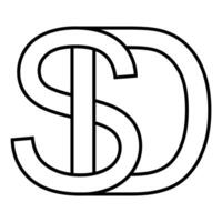 Logo sign sd ds icon double letters logotype d s vector