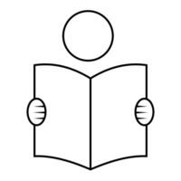Man reading an open book, simple reader icon vector