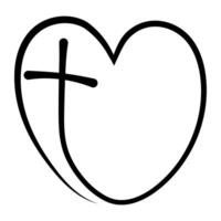 Hand Drawn Heart with Cross Inside, cross symbol faith love vector