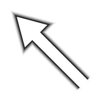 Diagonal arrow with shadow, direction navigation pointer guide vector