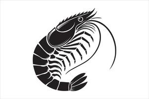 shrimp silhouette simple art style white background vector