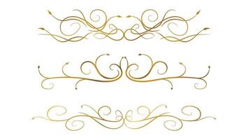 abstract frame decoration. gold calligraphy text dividers set isolated on white background vector