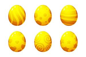 Set of golden Easter eggs isolated on white background. Decorative design elements for Easter design vector