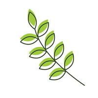 linear illustration of eco green tree branch icons on a white background. vector