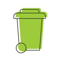 linear illustration of eco icon trash can on a white background. vector